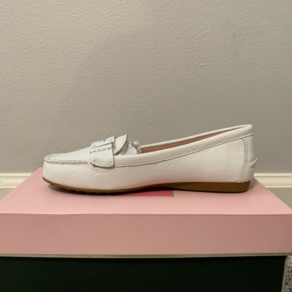 Kate Spade White Flats with Horsebit Detail